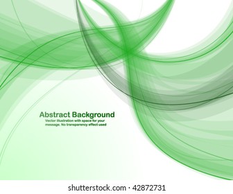 Abstract  green transparent waves on white  background. Vector illustration.