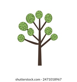 Abstract green tree in flat design style, nature landscape elements, cartoon tree plant isolated on white
