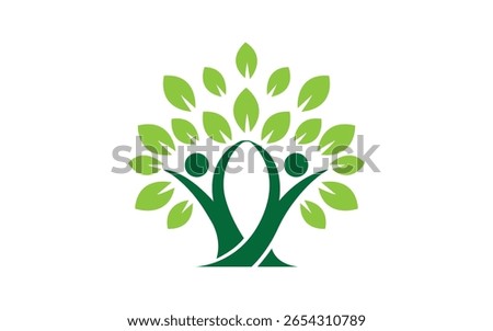 Abstract Green Tree and Heart Shape Logo for Eco-Friendly, Nature or Wellness Branding