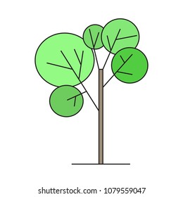 Abstract green tree isolated cartoon style vector illustration