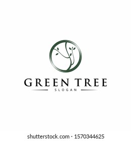 Abstract Green Tree logo design. Vector logo design