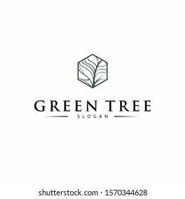 Abstract Green Tree logo design. Vector logo design