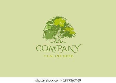 Abstract green tree logo, looks artistic and unique