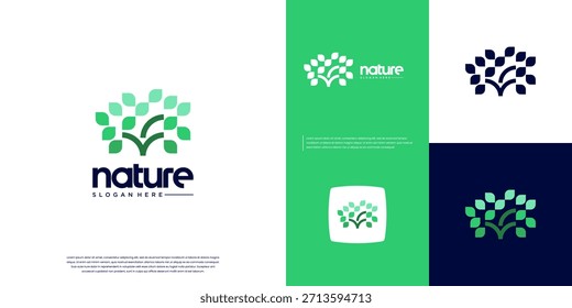 Abstraktes grünes Baumlogo, Natursymbol, Umweltschutz, Naturprodukte, Vektorgrafik-Design.