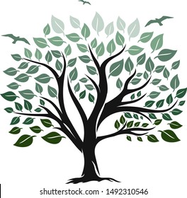 Abstract green tree on a white background.
