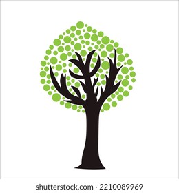Abstract green tree, with shape leaves vector, Illustration on white background. Green Tree with Leaves.Vector Illustration.