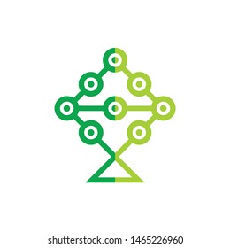 abstract green tree symbol dots design logo vector