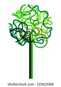 Abstract green tree symbol drawn with curled lines. Eps10