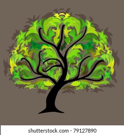abstract green tree, symbol of nature