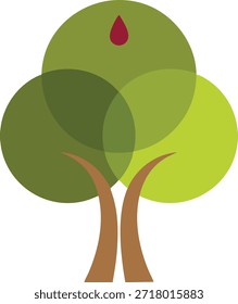 Un símbolo abstracto de árbol verde que representa la naturaleza, el crecimiento, el equilibrio y la armonía ambiental, adecuado para temas de eco, bienestar y sostenibilidad