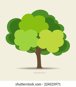 Abstract green tree, vector illustration.