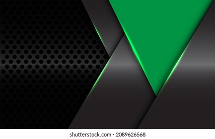 Abstract green triangle grey metallic geometric shadow with dark circle mesh design modern futuristic background vector illustration.