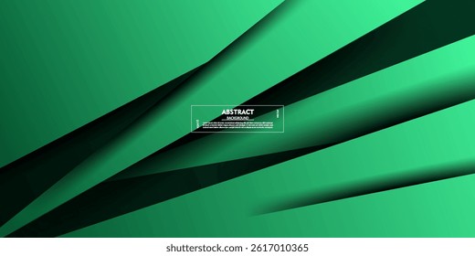 Abstract green triangle paper cut background. Simple overlapping triangle pattern with shadow. Vector Eps10