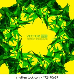 Abstract green triangle vector background on yellow. Vector illustration eps10