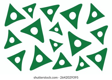 Abstract green triangles pattern with white circular center elements in vector style