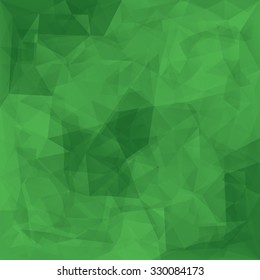 Abstract green triangles vector background.