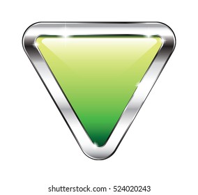 Abstract green triangular background in a silver frame, with space for your text. Vector illustration, on transparent background