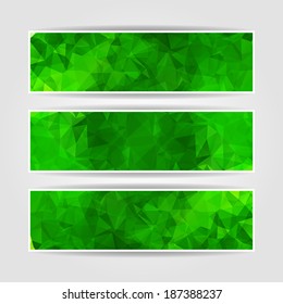 Abstract Green Triangular Polygonal vector banners set