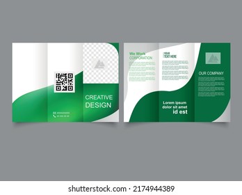 Abstract Green Trifold Brochure. Vector Graphics And Design.