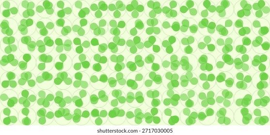 Abstract green triskelion pattern with overlapping petal shapes in circular grid. Ideal for modern design, symmetry, and visual perception themes. St. Patrick day concept.