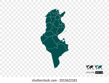 Resumen del mapa verde de Túnez. Diseño de fondo transparente vectorial.