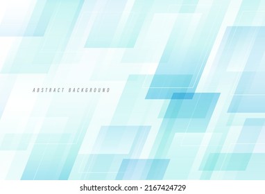 Abstract green turquoise and blue gradient geometric shape overlay layer background. Bright color diagonal square shapes elements. Modern transparent geometric texture design