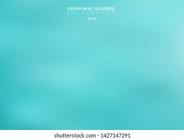Abstract green turquoise blurred background. Mint color backdrop can use for graphic design, banner web, poster, brochure, leaflet, ad, print, etc. Vector illustration