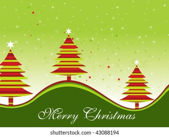 abstract green twinkle star background with xmas tree