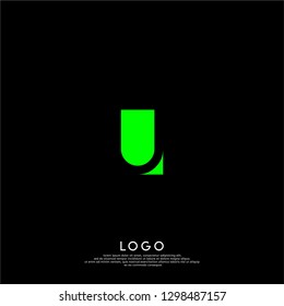 abstract green U logo letter design concept