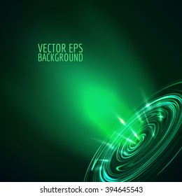 Abstract Green Vector Background. Blue Shine Light Glow.