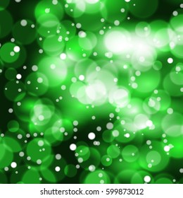 Abstract green vector background with Bokeh lights