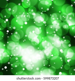Abstract green vector background with Bokeh lights
