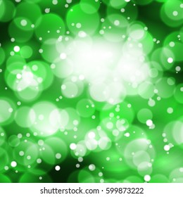 Abstract green vector background with Bokeh lights