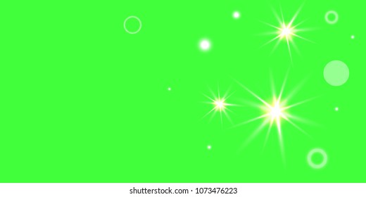 Abstract green vector background. Chaotic confetti stars shine on a green background. Design element for postcard, poster, business card, cover.