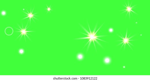 Abstract green vector background. Chaotic confetti stars shine on a green background. Design element for postcard, poster, business card, cover.