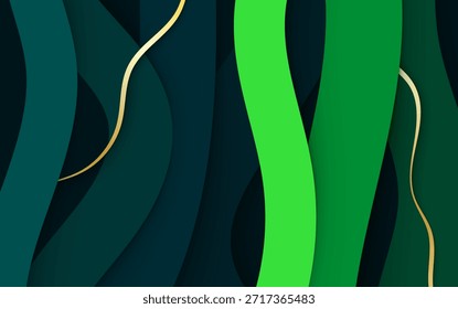 Fundo de vetor verde abstrato com linhas de onda fluindo e textura de luz suave para design moderno