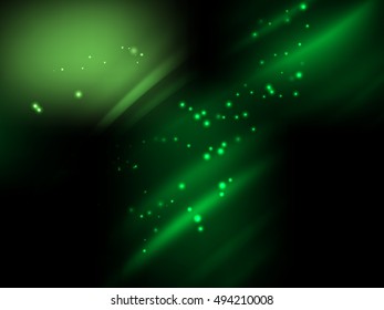 Abstract green vector background. Vector glowing light.