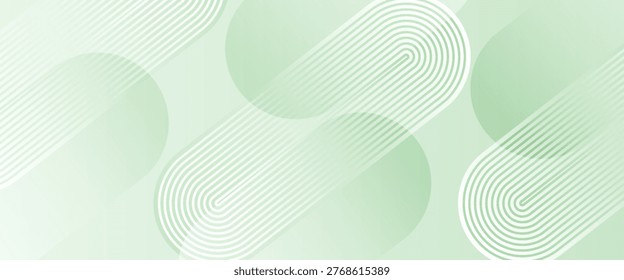 Abstract Green Vector Background with Rounded Parallel Lines and Mint Gradient, Modern Soft Tech Geometric Texture for Eco Friendly Branding, Healthcare Web Header, and Presentation