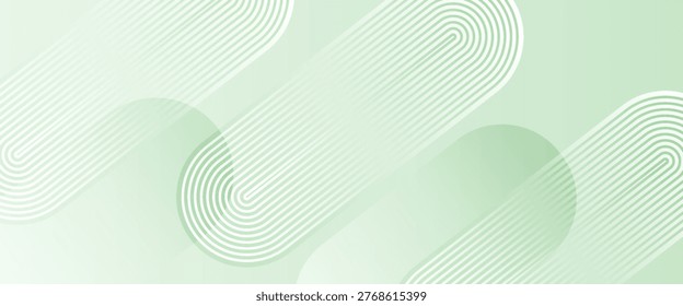 Abstract Green Vector Background with Rounded Parallel Lines and Mint Gradient, Modern Soft Tech Geometric Texture for Eco Friendly Branding, Healthcare Web Header, and Presentation