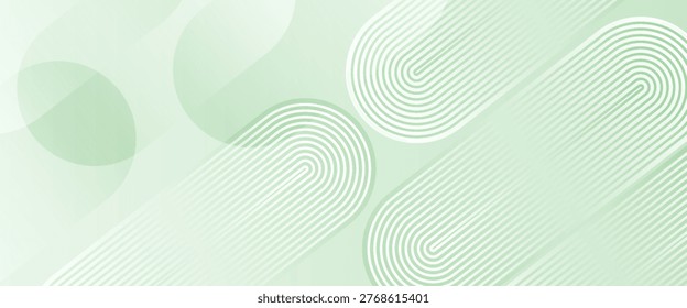 Abstract Green Vector Background with Rounded Parallel Lines and Mint Gradient, Modern Soft Tech Geometric Texture for Eco Friendly Branding, Healthcare Web Header, and Presentation