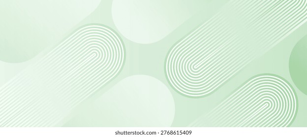 Abstract Green Vector Background with Rounded Parallel Lines and Mint Gradient, Modern Soft Tech Geometric Texture for Eco Friendly Branding, Healthcare Web Header, and Presentation