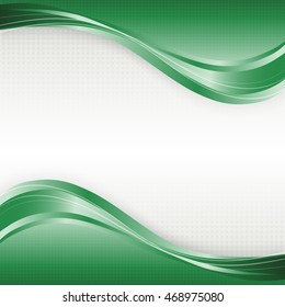 Abstract green vector background with wave and halftone design. Vector and illustration. 