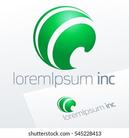 Abstract green vector emblem. Logo for Ecology, Cosmetic, Pharmacy and Medicine activity