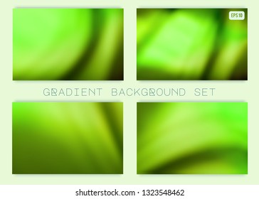 Abstract green vector gradient backgrounds set. Modern ecology concept design for mobile apps, screens, banners, posters