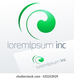 Abstract green vector logo. Emblem for Ecology, Cosmetic, Pharmacy and Medicine activity