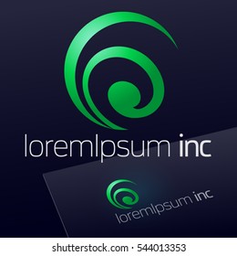Abstract green vector logo. Emblem for Ecology, Cosmetic, Pharmacy and Medicine activity