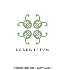 abstract green vector logo ornament of ladybug motifs