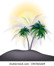 abstract green vector palm tree. Hello summer. Vector illustration