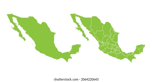 Abstract green vector set couple purple of map Mexico