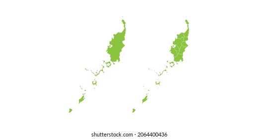 Resumen conjunto de vector verde par púrpura del mapa Palau